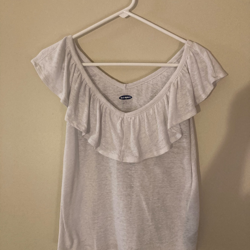 White Ruffle Top - WORN ONCE